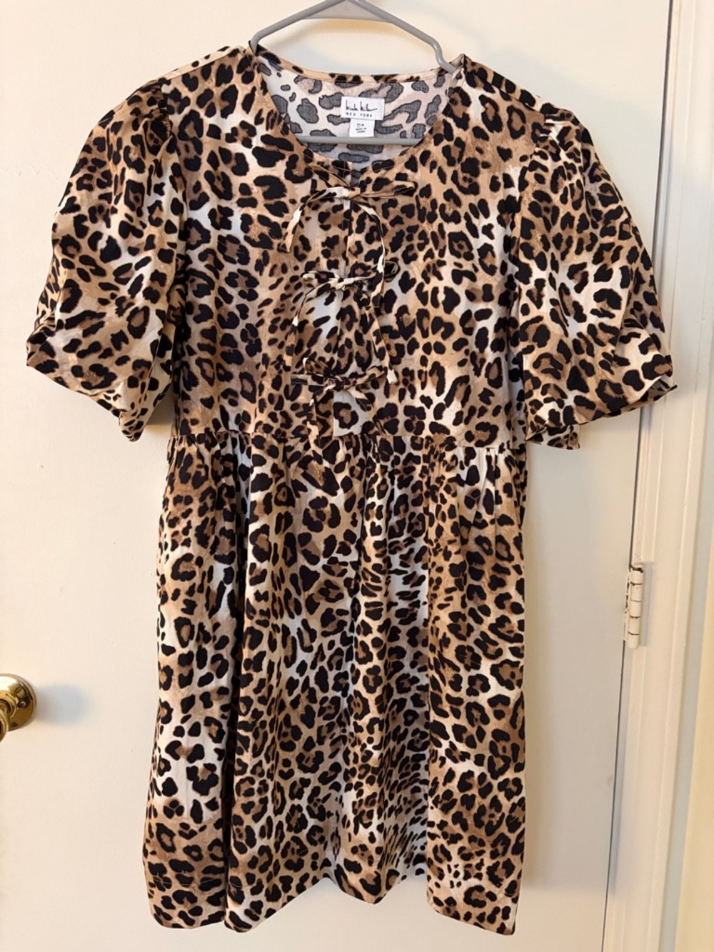 Nicole Miller Leopard Print Mini Dress in Tan, Brown & Black